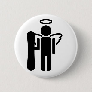 board angel. 6 cm round badge