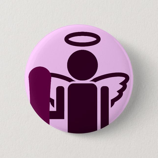 board angel. 6 cm round badge (Front)