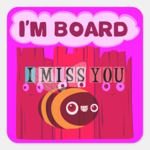 Board Bee Art Print Square Sticker