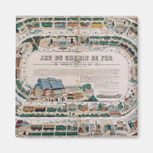 Board for a railway game, 1850 magnet