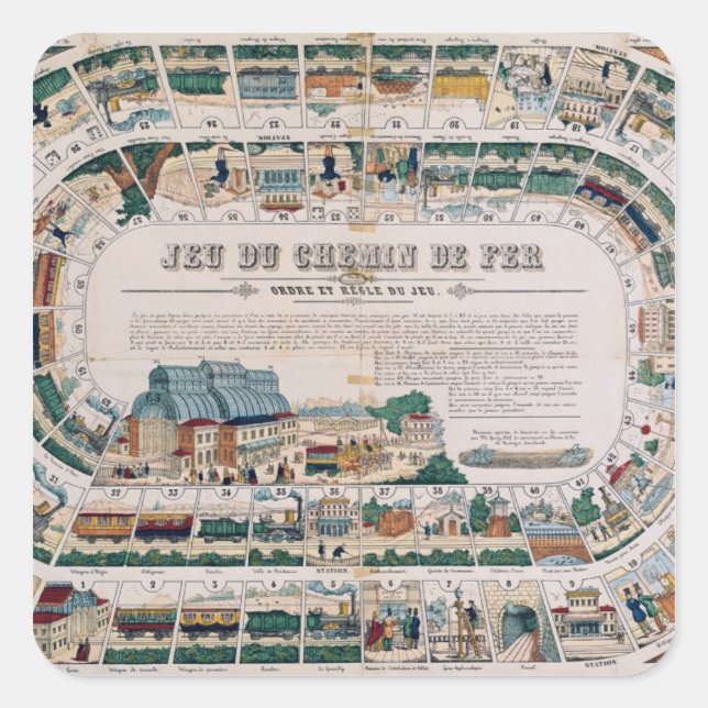Board for a railway game, 1850 square sticker (Front)