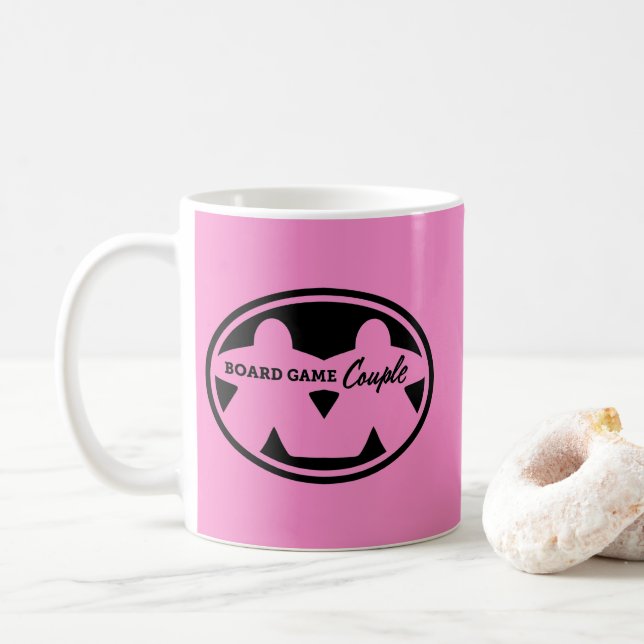 Board Game Couple Black Frame Mug (With Donut)