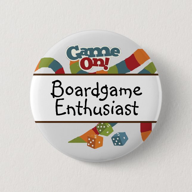 board game enthusiast , games night 6 cm round badge (Front)