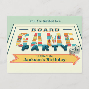 Board Game Party Invite Postcard