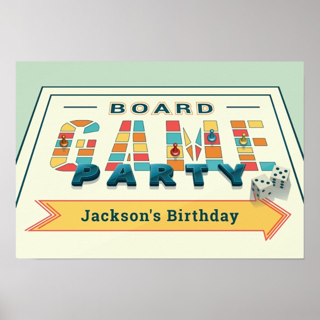 Board Game Party Sign Poster (Front)