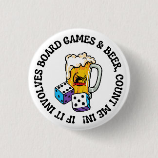 Board Games and Beer 3 Cm Round Badge