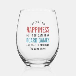 Board Games is Happiness Funny Board Games Lover Stemless Wine Glass