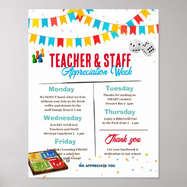 Board Games teacher appreciation week template Poster (Front)