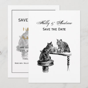 Board Games: Two Cats playing a Chess Match Invitation