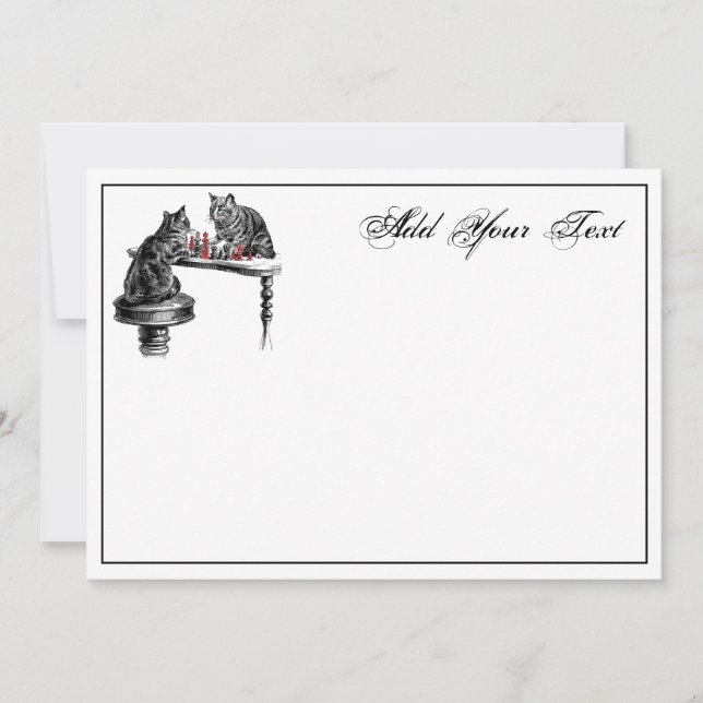 Board Games Two Cats playing Chess Match NoteCard2 Note Card (Front)