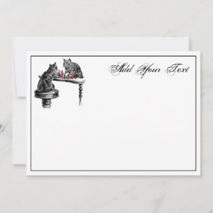 Board Games Two Cats playing Chess Match NoteCard2 Note Card