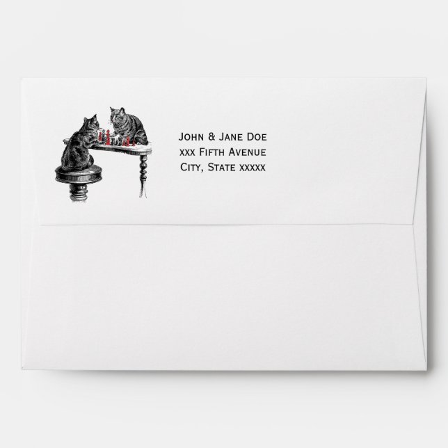 Board Games Two Cats playing Chess Match Red Envelopes (Back (Top Flap))