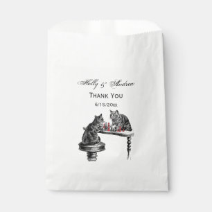 Board Games Two Cats playing Chess Match Red Favour Bag