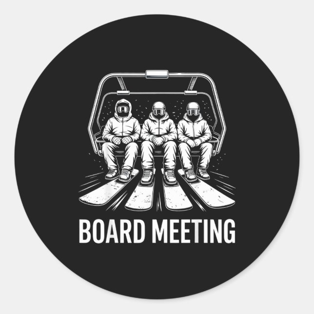 Board Meeting Snowboarders Skiing Enthusiasts Wint Classic Round Sticker (Front)