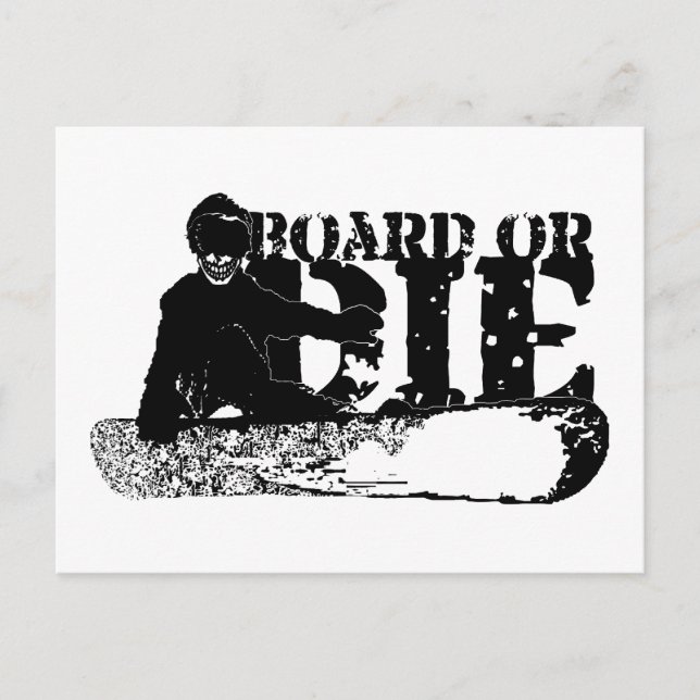 board or die. skeleboarder. postcard (Front)