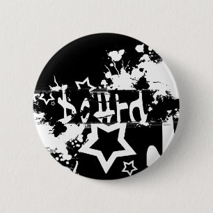 board. scratched out. 6 cm round badge