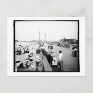 Board walk & beach, Asbury Park, NJ Vintage Postcard