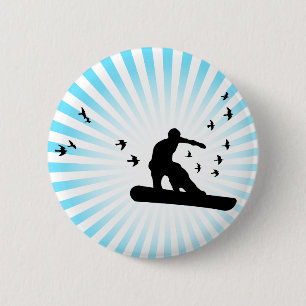board with birds. 6 cm round badge