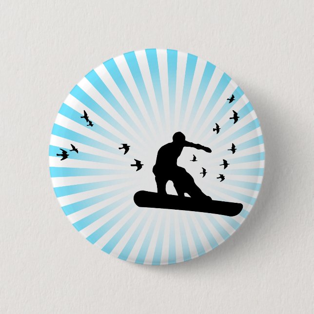 board with birds. 6 cm round badge (Front)