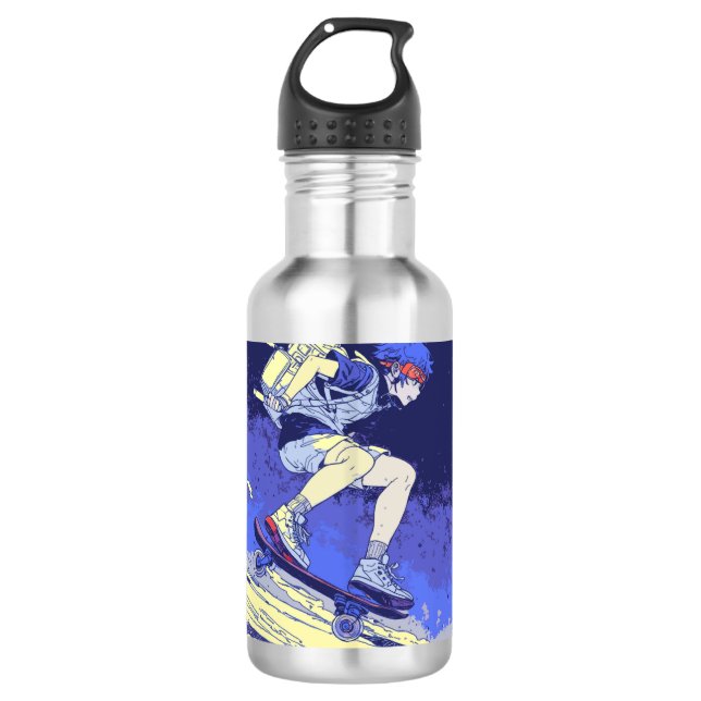 Boarding in Space - Skateboarder Design 710 Ml Water Bottle (Front)