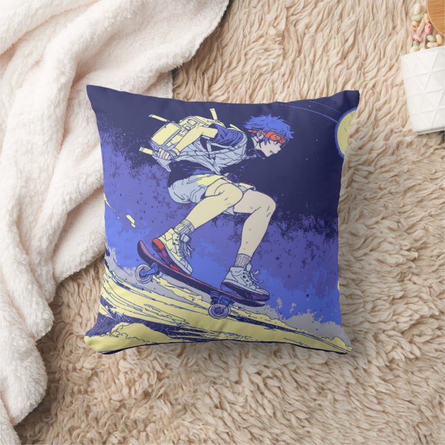 Boarding in Space - Skateboarder Design Cushion (Blanket)