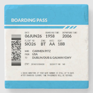 Boarding Pass 6000x6000 (blue) DAM03 Stone Coaster