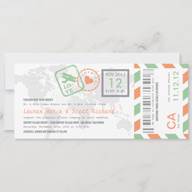 Boarding Pass Airmail Ticket Invitation (Front)