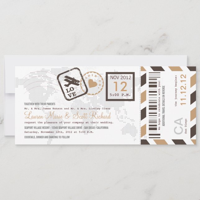 Boarding Pass Airmail Ticket Invitation (Front)