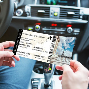 Boarding pass Bachelorette ticket Invitatiion Save The Date