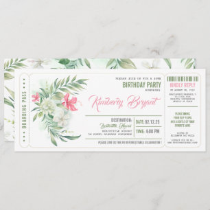Boarding Pass Beach Birthday Party Tickets Invitation