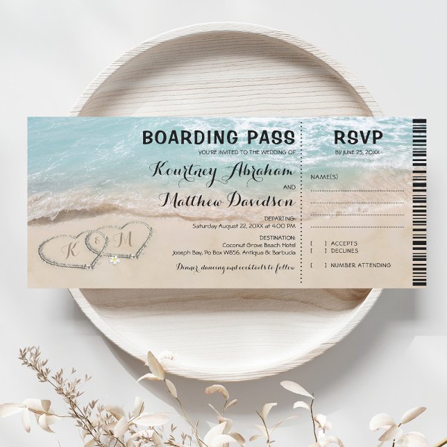 Boarding Pass Beach RSVP & Wedding Invitation (Creator Uploaded)