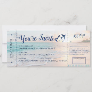Boarding Pass Beach Ticket All-In-One RSVP and Invitation