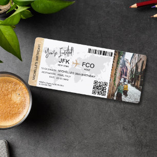 Boarding Pass Birthday Trip Plane Ticket Invitation