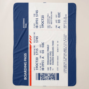 Boarding Pass - Blue & Red Sherpa Blanket