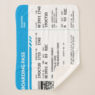Boarding Pass (blue) Sherpa Blanket