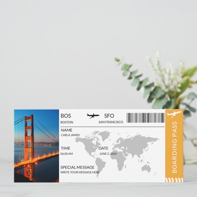 Boarding Pass Customisable Plane Tickets Aeroplane Invitation (Standing Front)