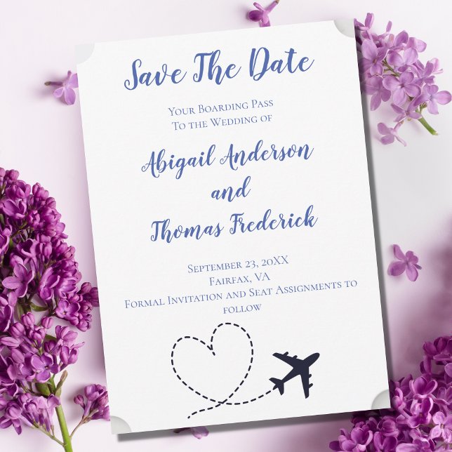 Boarding Pass Destination Aeroplane Heart Wedding  Save The Date (Creator Uploaded)