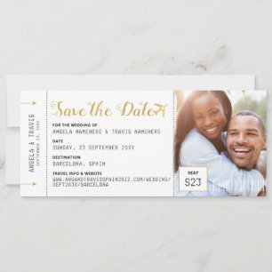 Boarding Pass Destination Photo Save the Date