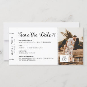 Boarding Pass Destination Save the Date Ticket