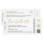 Boarding Pass Destination Wedding Elegant Gold
