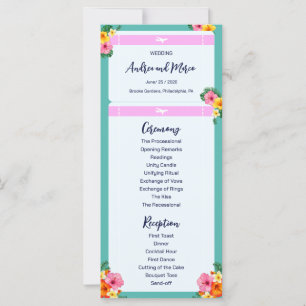 Boarding Pass Destination Wedding Menu