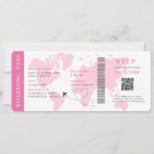 Boarding Pass Destination wedding QR code Rsvp Invitation