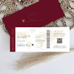 Boarding Pass Destination wedding QR code Rsvp Invitation<br><div class="desc">Boarding pass wedding ticket invitation featuring a destination world map,  Wedding Pass,  Destination Wedding,  Passport with QR code Rsvp card.</div>