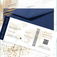 Boarding Pass Destination wedding QR code Rsvp