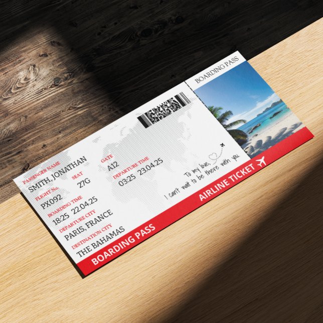Boarding Pass Fake Airline Ticket Flight Gift Invitation (Boarding Pass Fake Airline Ticket Flight Gift Invitation)