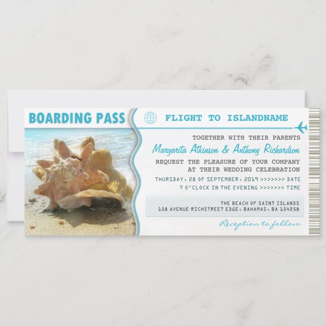 boarding pass flight tickets wedding invitations (Front)