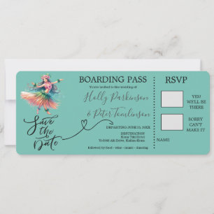 Boarding Pass for wedding in Hawaii Invitation