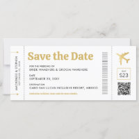 Boarding Pass Gold Destination Wedding 