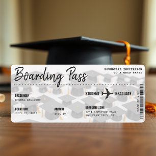 Boarding Pass Grad Cap Graduation Party Invitation