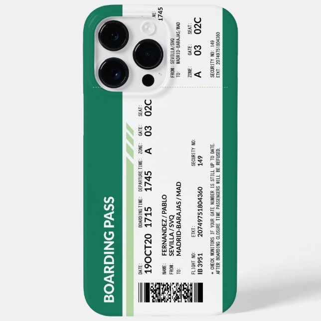 Boarding Pass - Green Case-Mate iPhone Case (Back)
